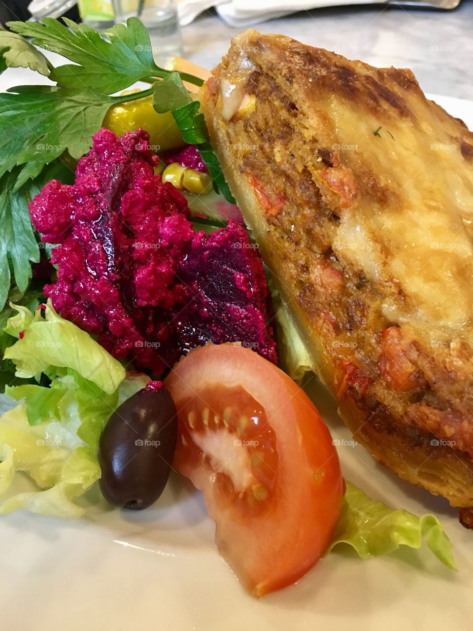 mince pie and fresh salads 