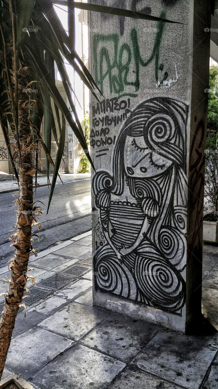 beautiful graffiti art on the streets of Athens