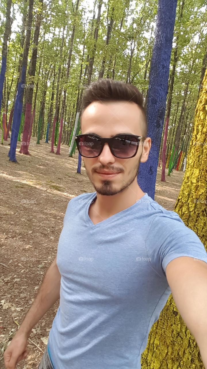 selfie at the colorful forest