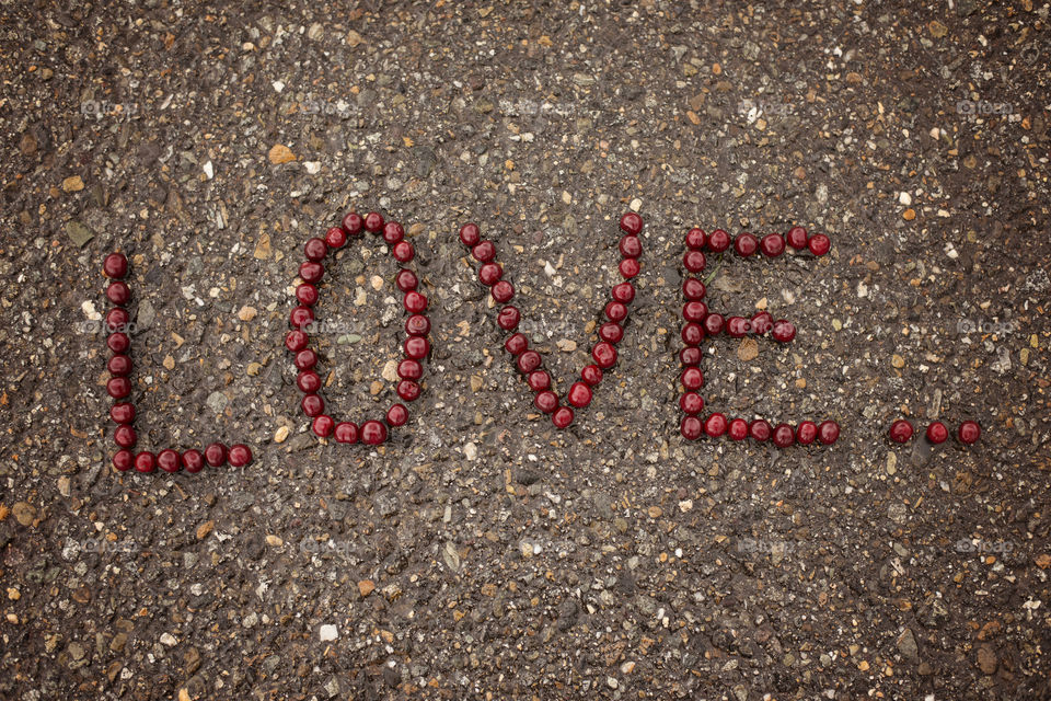 High angle view of love text