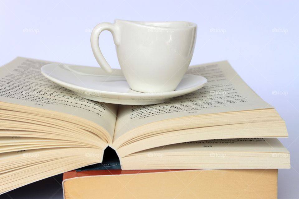 Book and coffee cup