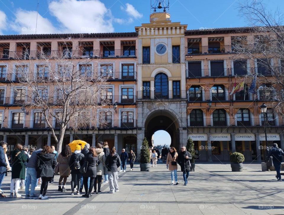 buildings with rectangular shaped windows in the center of the city of Madrid