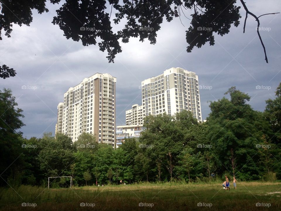 Modern apartments near a park