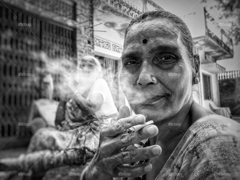 Old is gold . smokers woman of india
