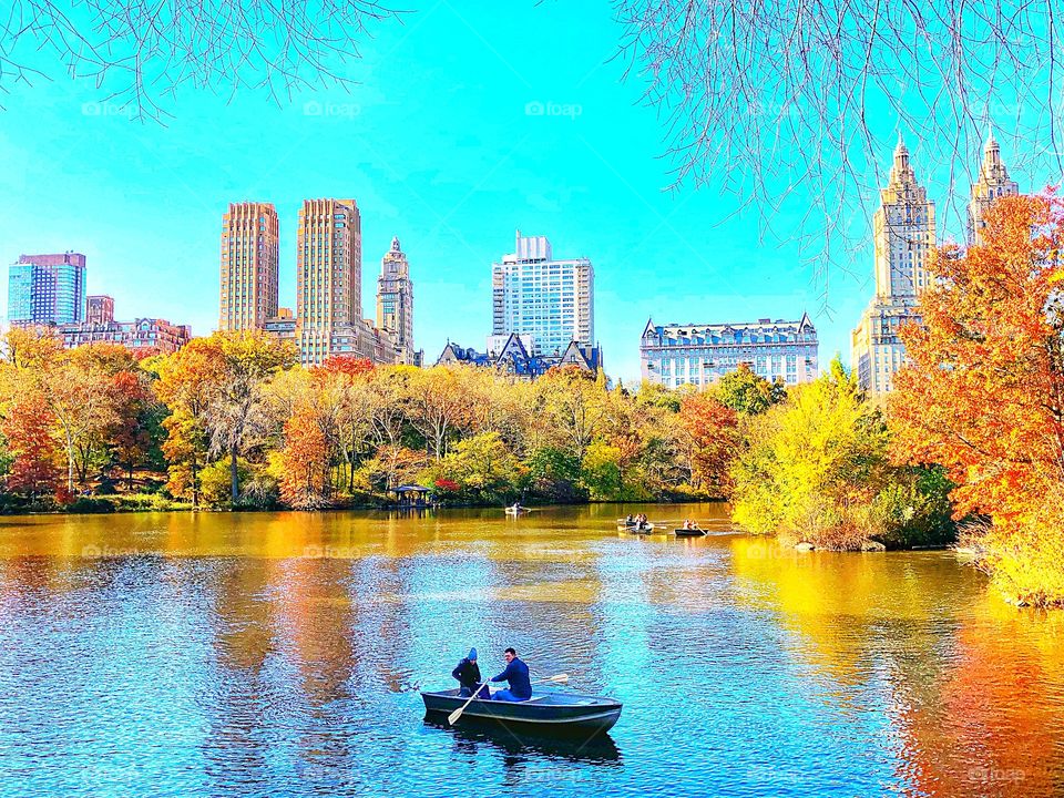 A boat ride through Central Park on a beautiful, sunshine-filled fall afternoon!