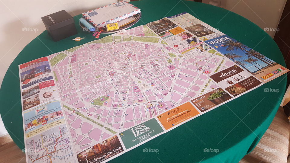 valencia city map on the table