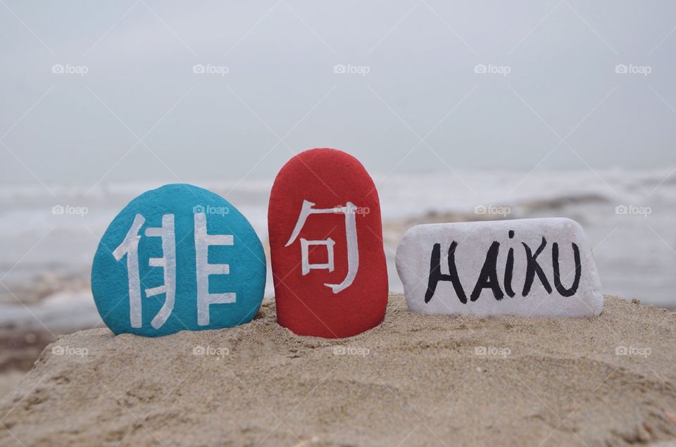 Haiku, Japanese poetry concept on stones