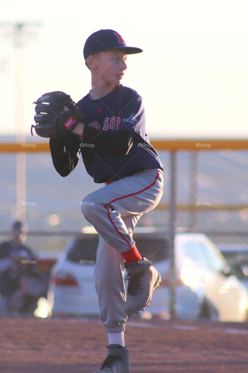 Baseball player playing in ground