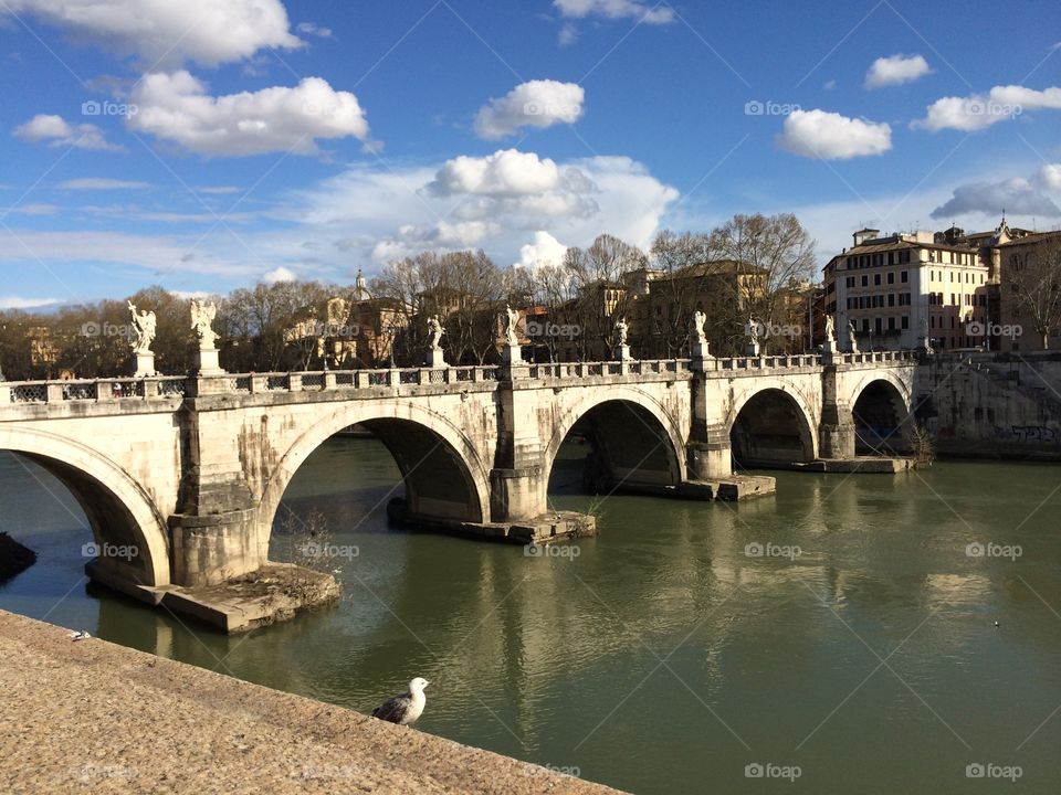 Bridge of Castle of the Holy Angel in Rome, Italy