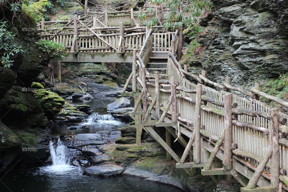 Trail around Bushkill Falls, P. Many, many steps, but the view was worth it! Autumn of 2014