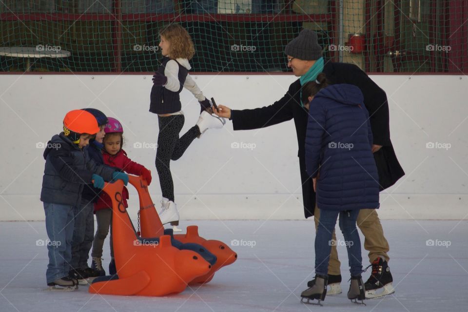 Skater Optical Illusion On Ice Rink