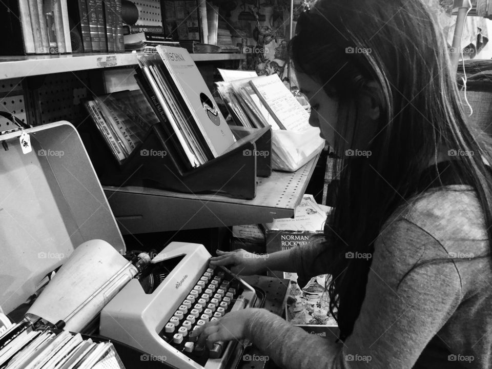 10 year old child enticed to have found an Antique Typewriter 