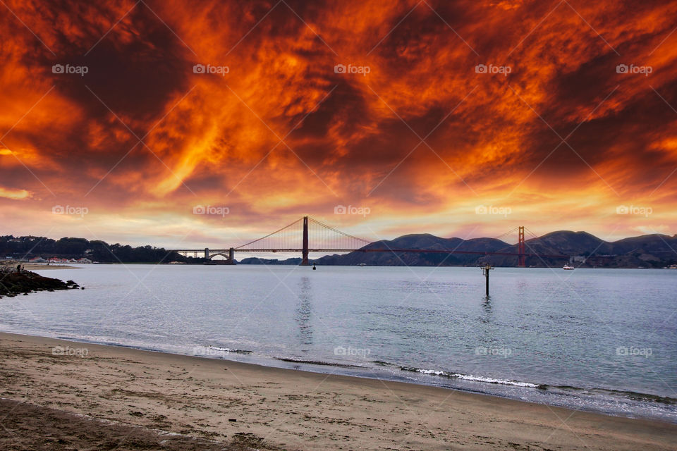 Golden Gate with Brilliant Sunset