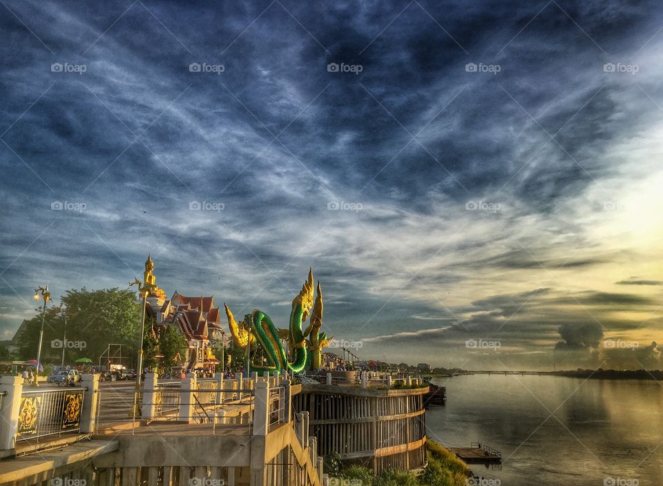 Thai temple by Khong river