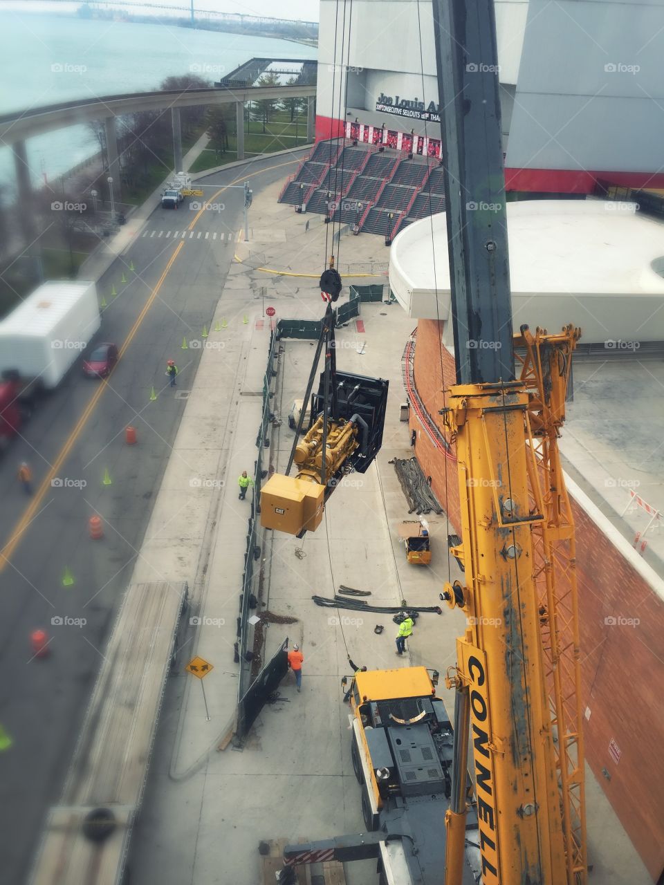 Moving a generator to the roof of a building in Detroit! 