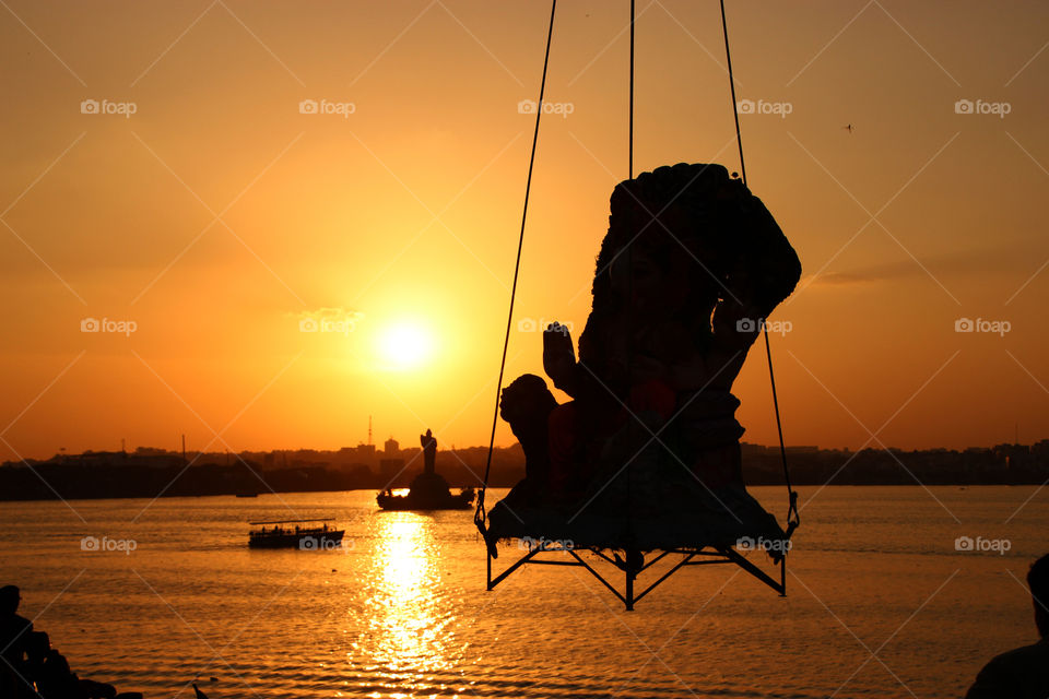 Religious activities at sunset, Ganesh