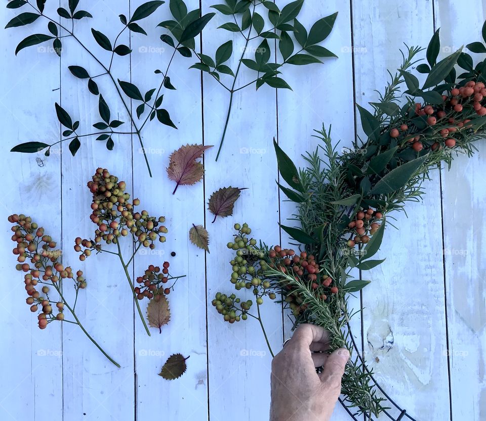 Fall wreath With Rosemary And Winterberry