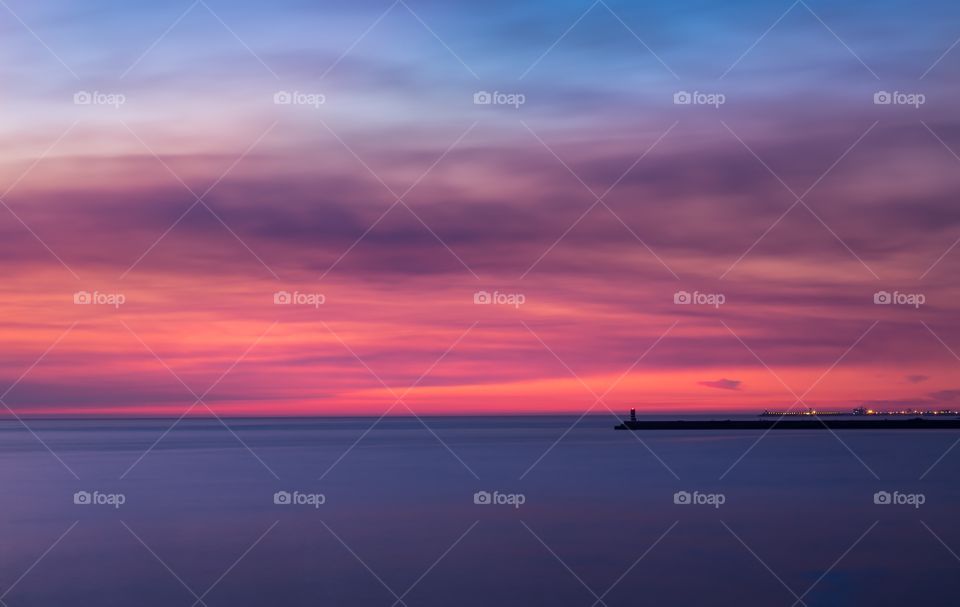 Red sunset over the ocean.