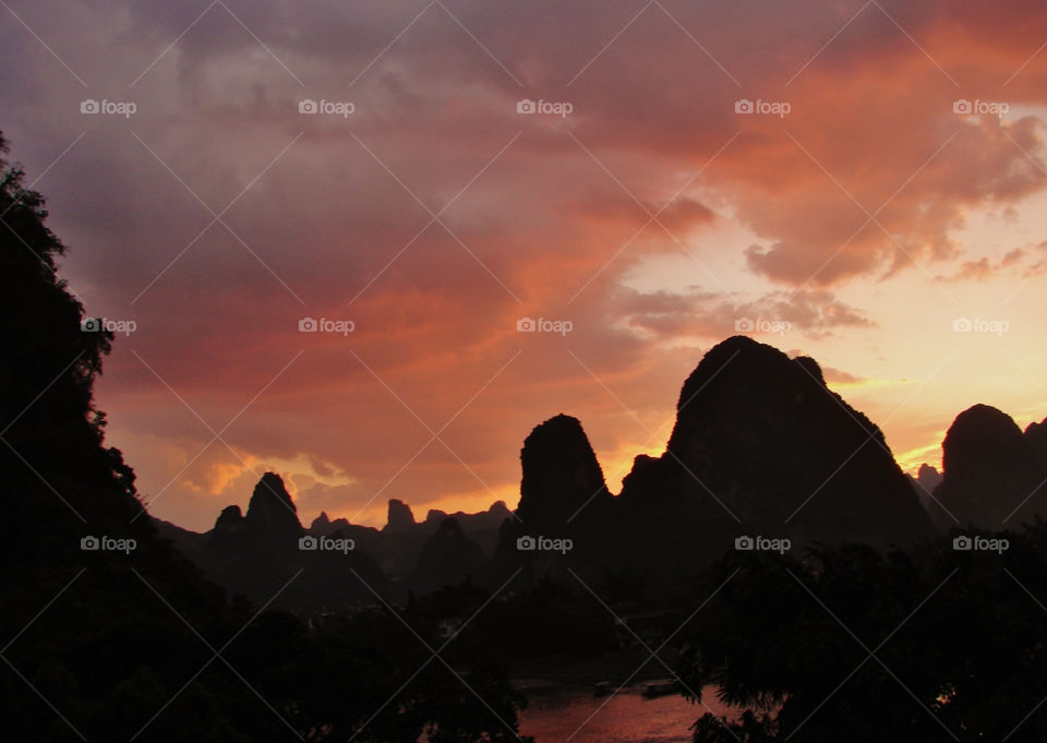 red china sunset river by yotitoti