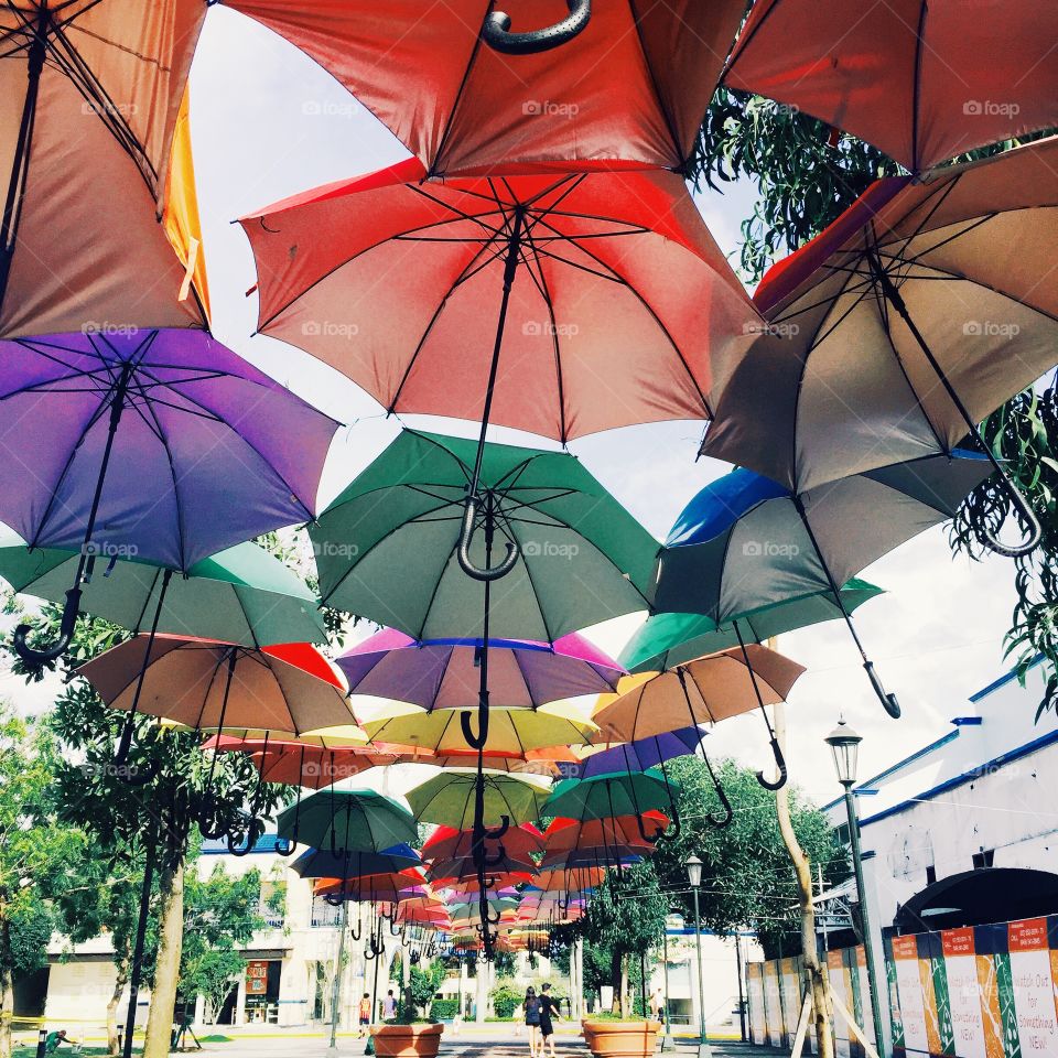 Under my umbrella🌂. Colorful umbrellas providing you shade, shot taken at Paseo 
