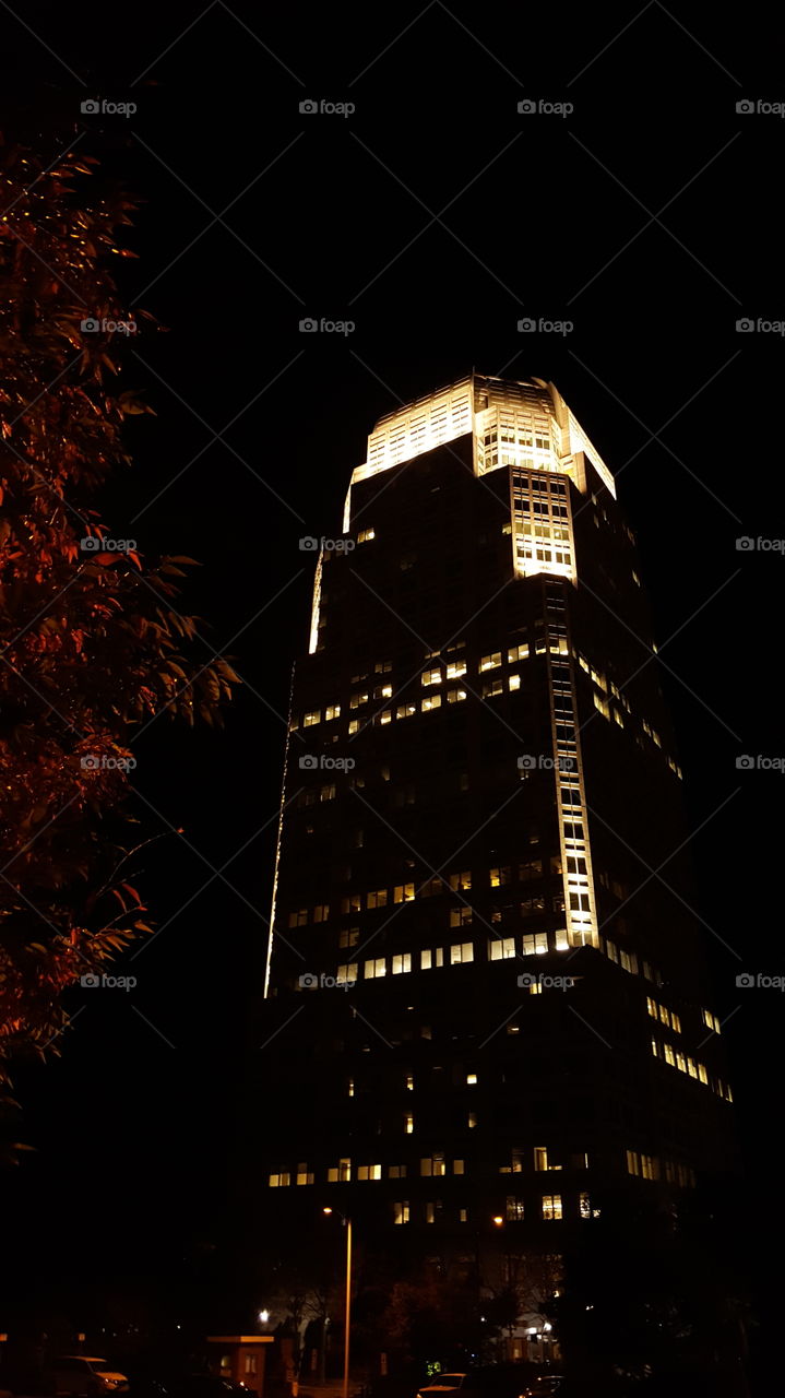 nighttime skyscraper