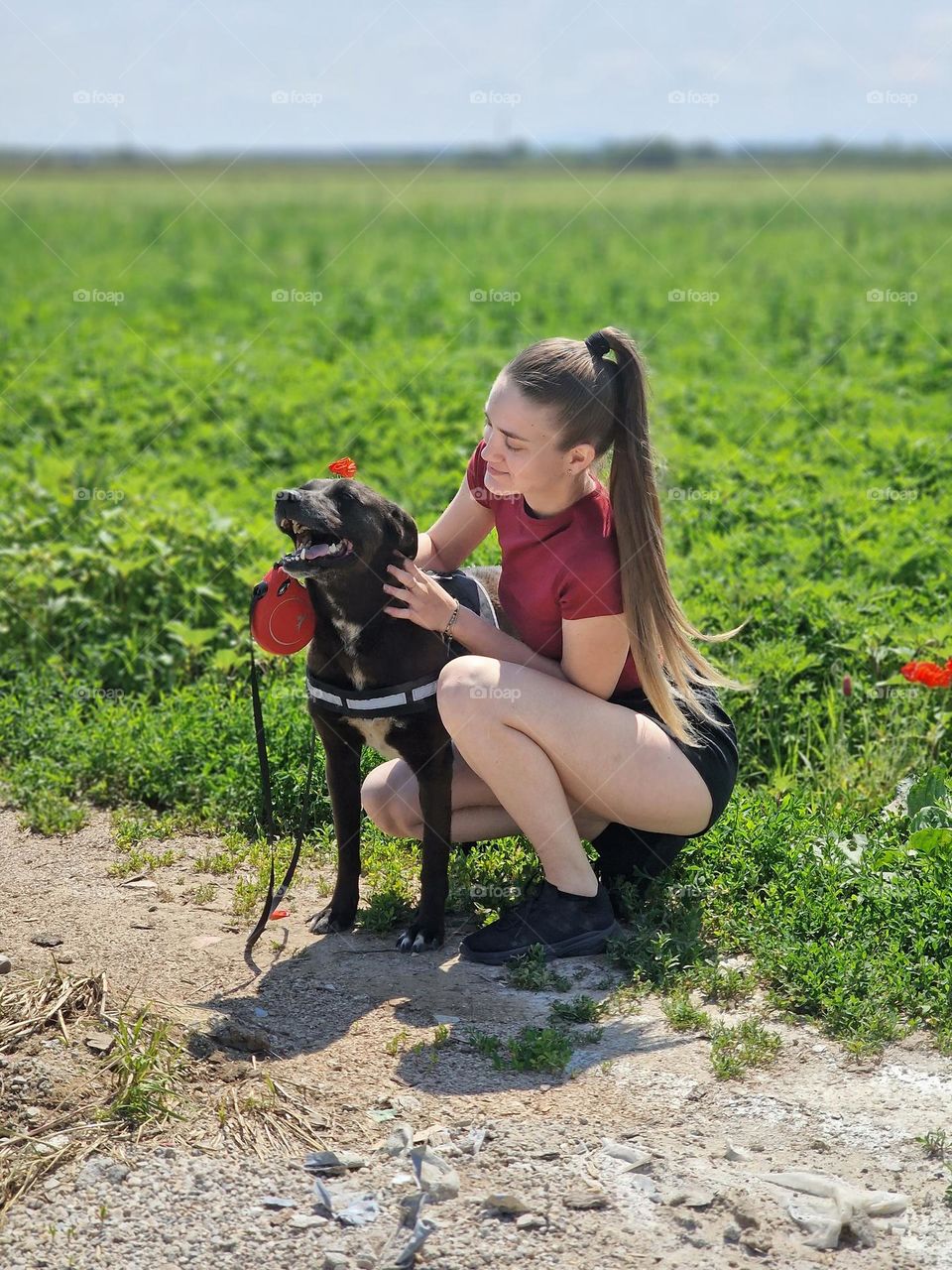 pretty girl with her dog