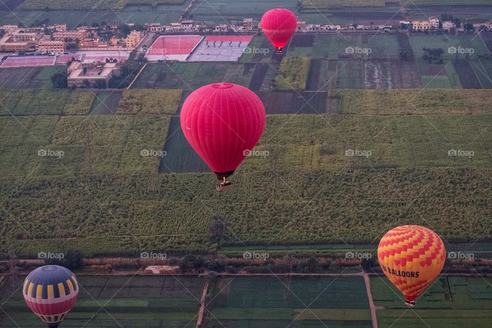 Balloon over plantation scene