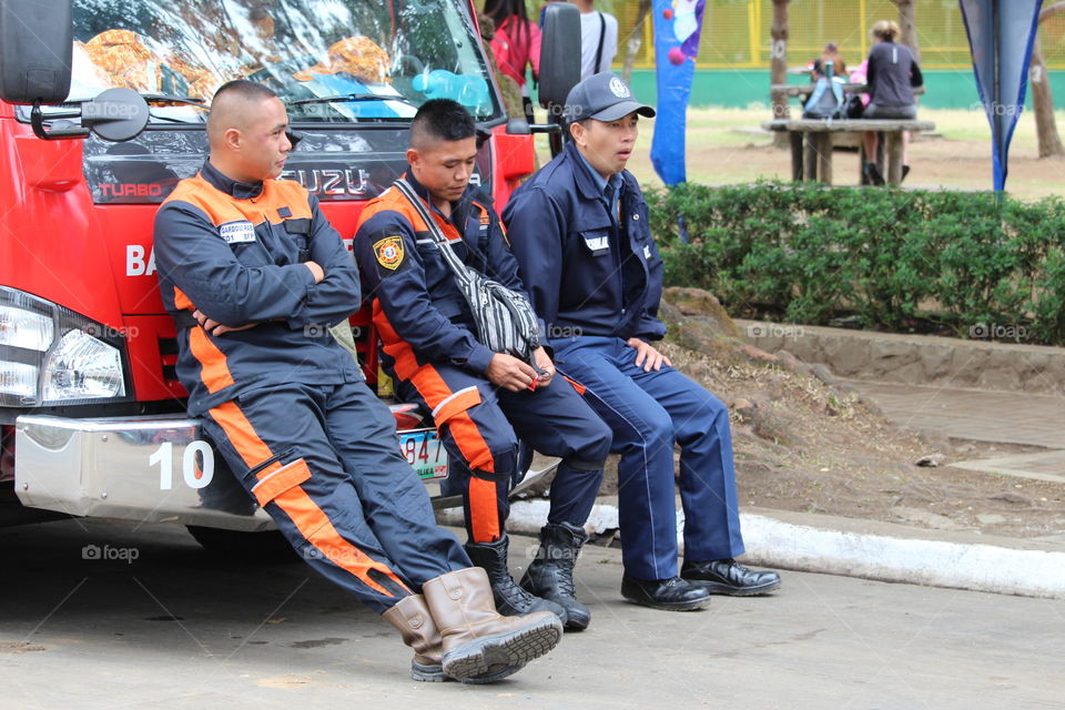 Firefighters at Burnham Park Baguio City Philippines