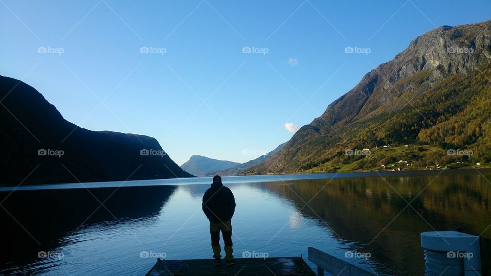 Norwegian fjord silhouette