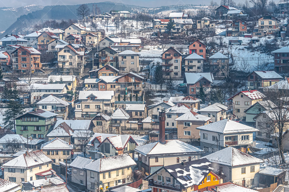 Houses under the snow