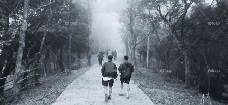 A walking moment in Black and white memory