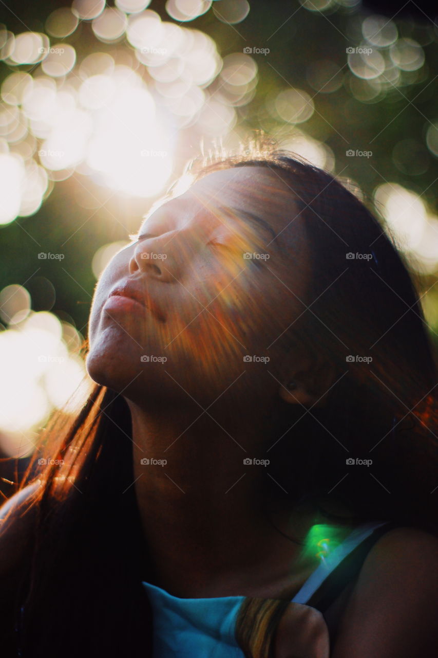 portrait of a girl with sun light