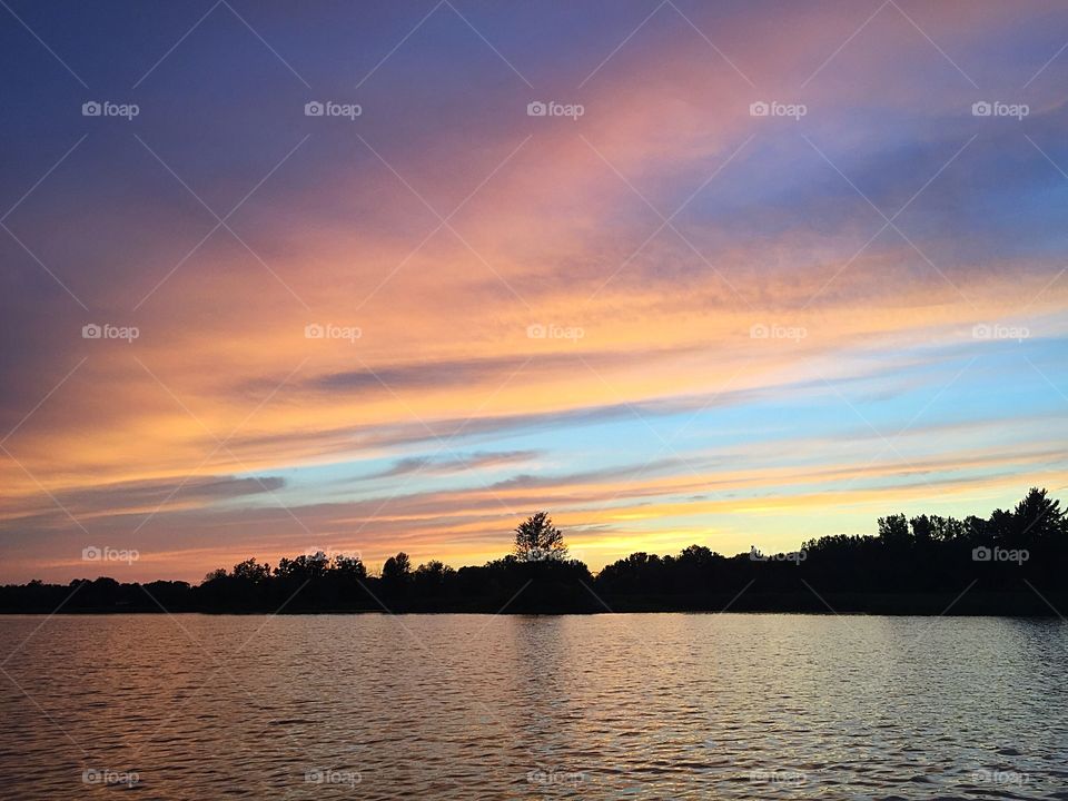 Summer sunset sky