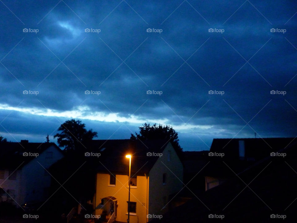 sky dark clouds house by kenglund