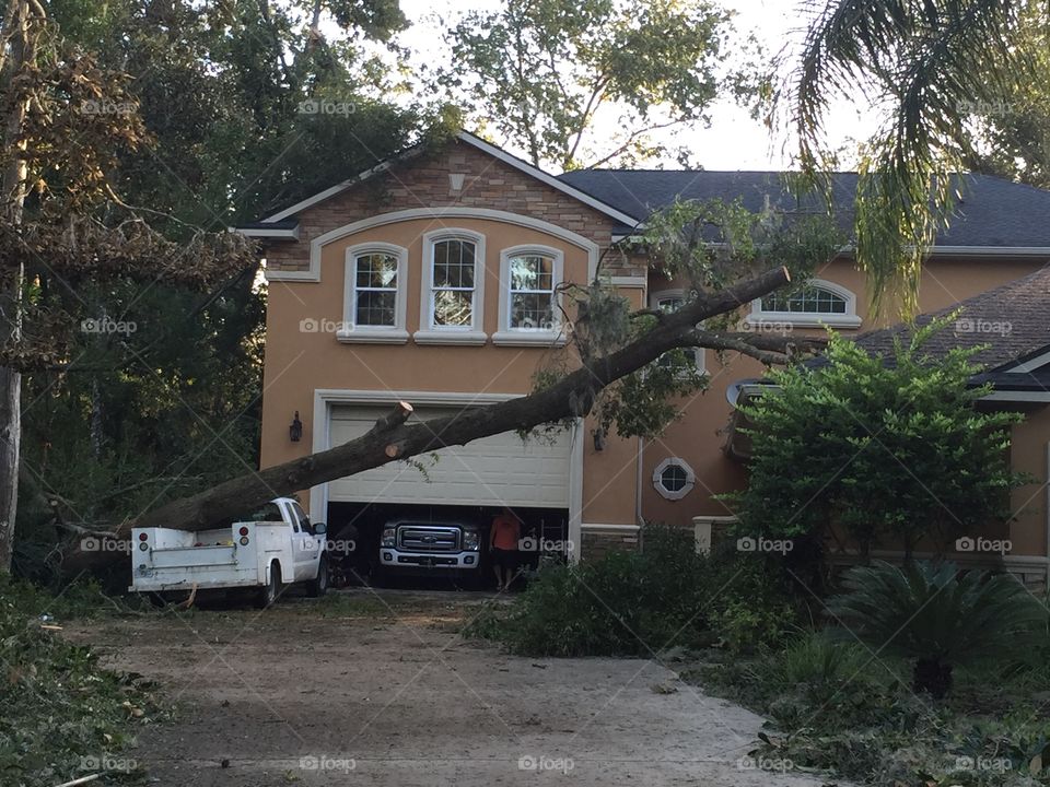 Hurricane Matthew damage this truck in Ormond Beach, Florida.