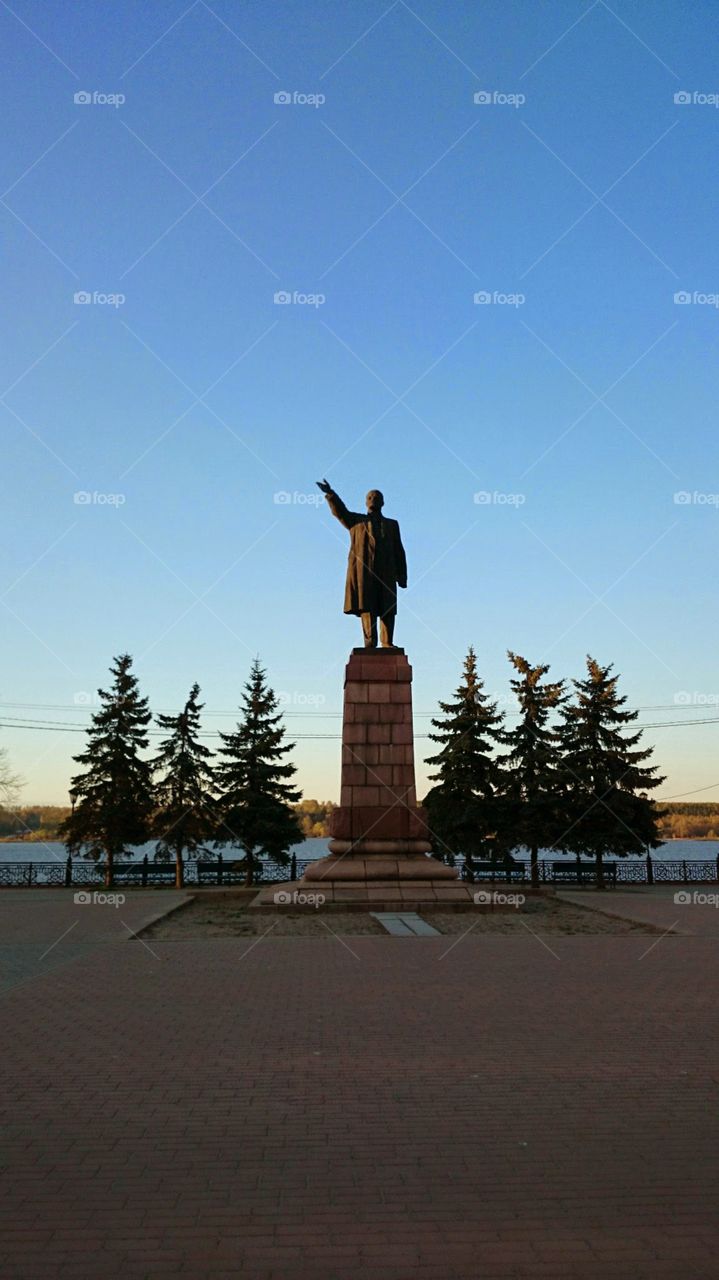 Lenin monument. remnants of the past in a small town