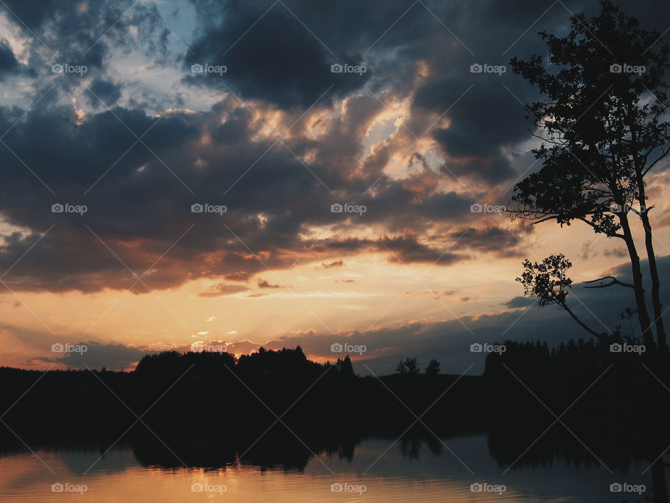 Sunset view at lake