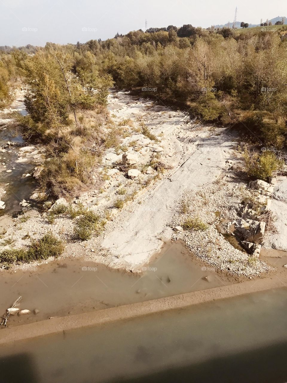 dried river bed due to global warming of the planet, natural texture