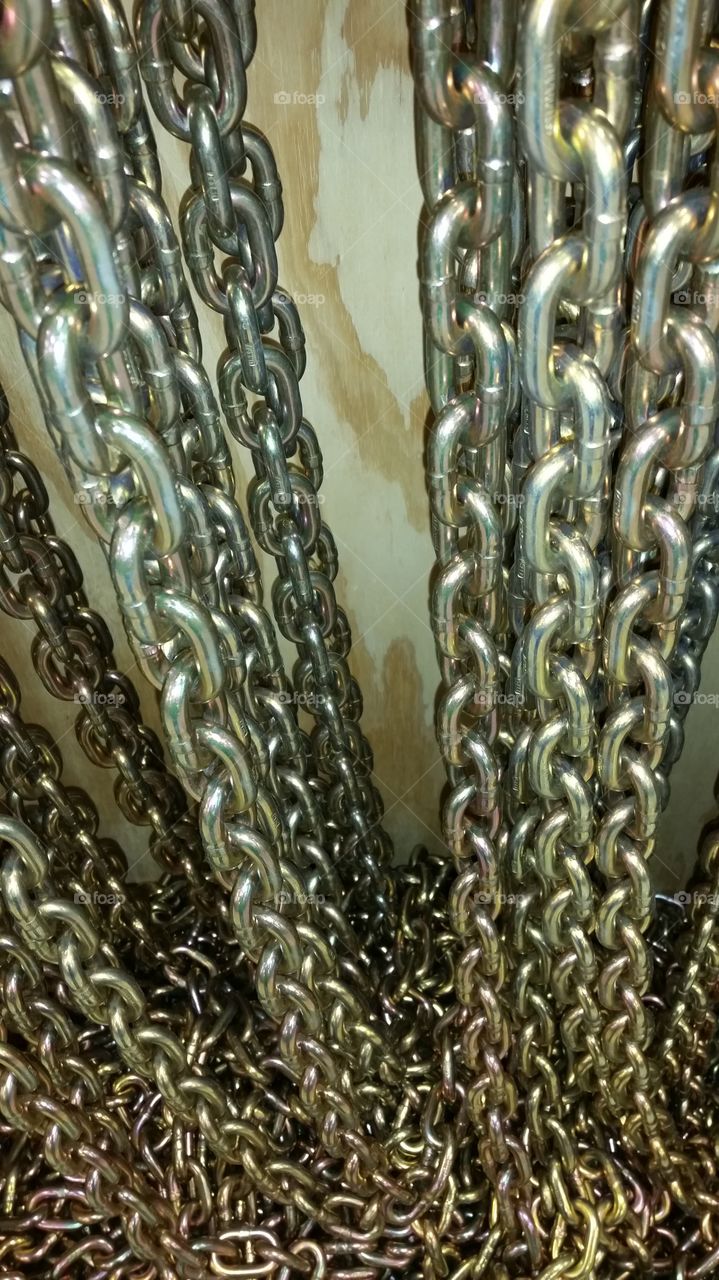 chain links. lines of chain ready for sale
