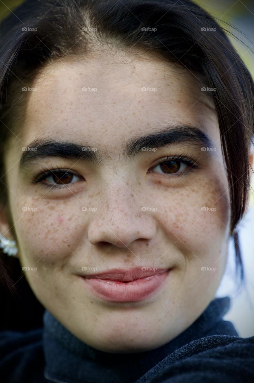 Real face portrait of pretty girl 