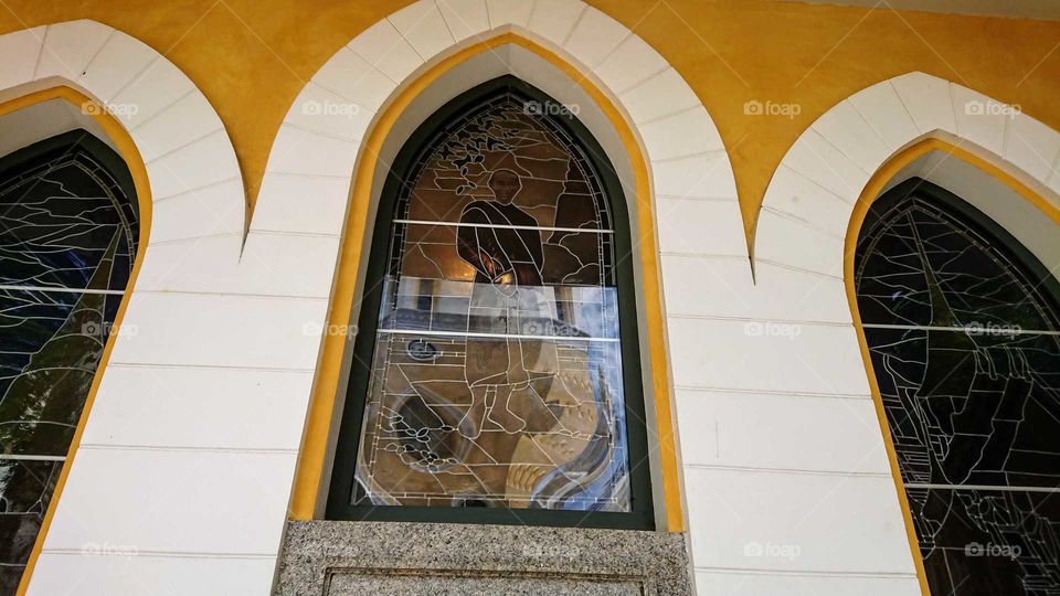 Monk picture on glass