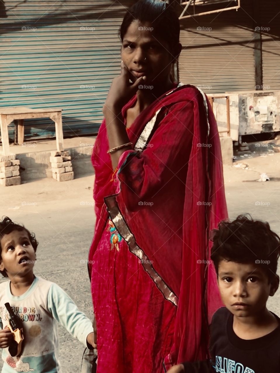 Woman with her kids 