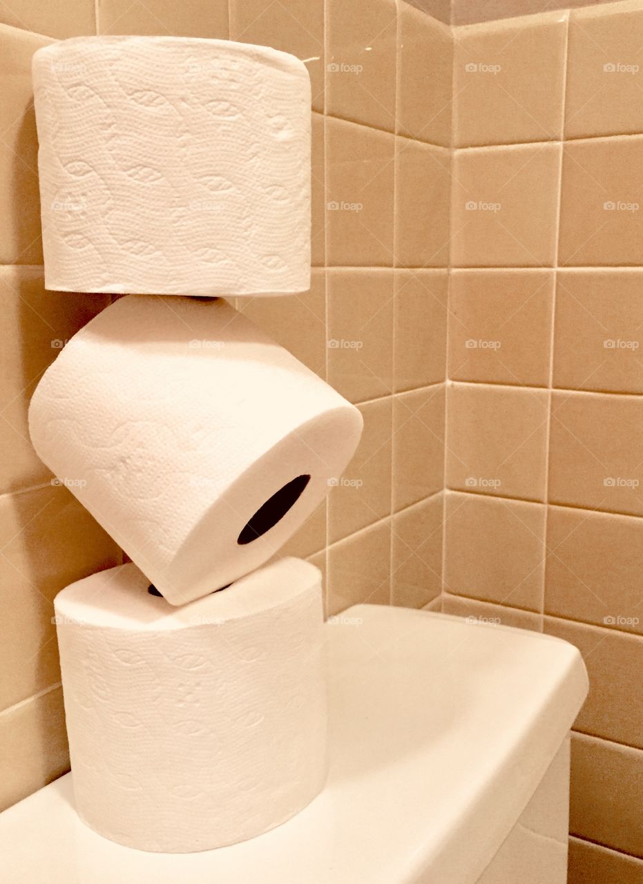 Toilet paper rolls in the bathroom 