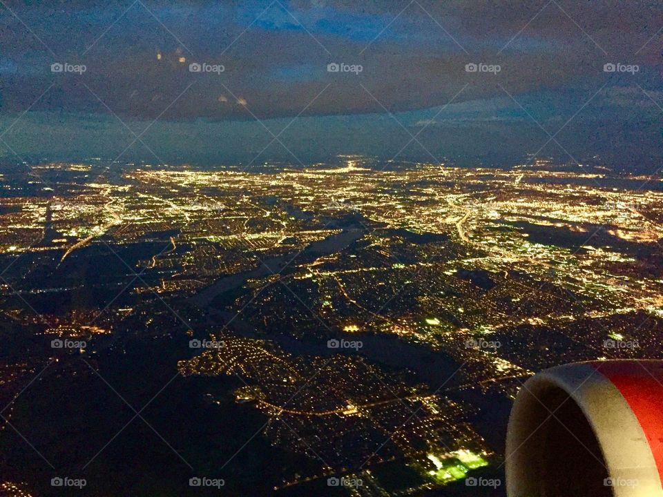 City view from the sky at dusk - Montreal