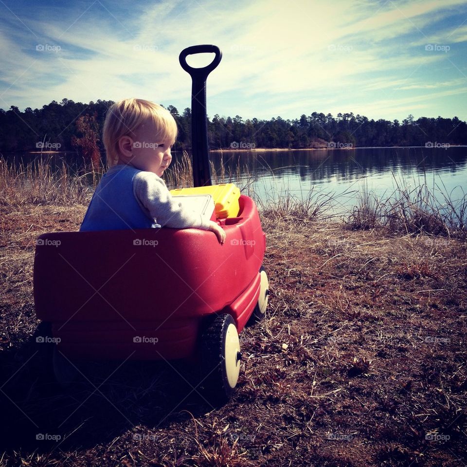 Wagon and a boy