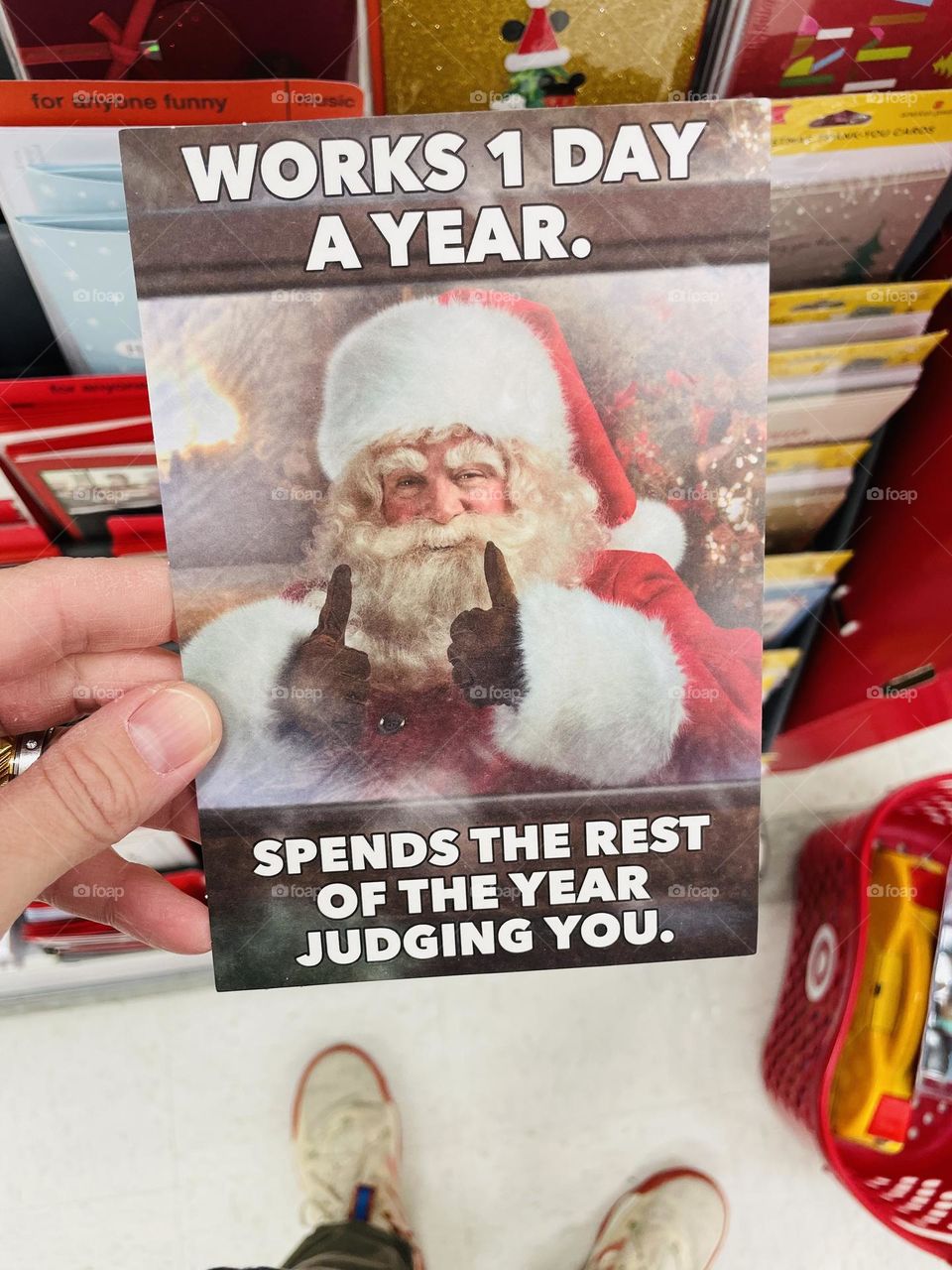 Cards at Target, Santa Holiday Cards, funny holiday cards, Santa is watching you, shopping at Target 