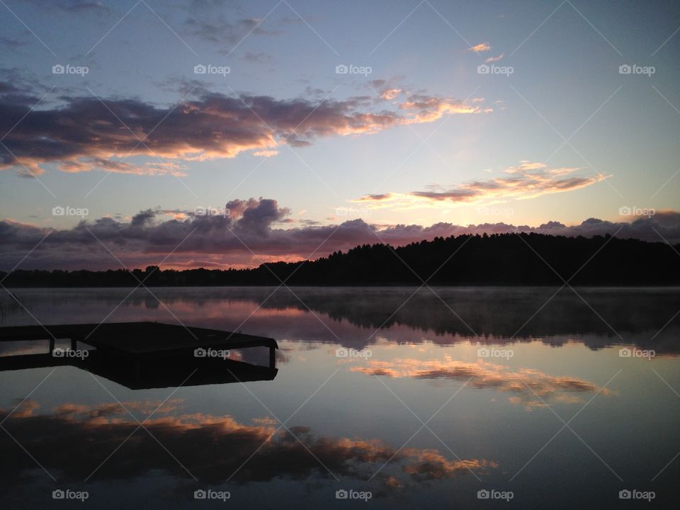 Sunrise over the lake in Poland mazury 