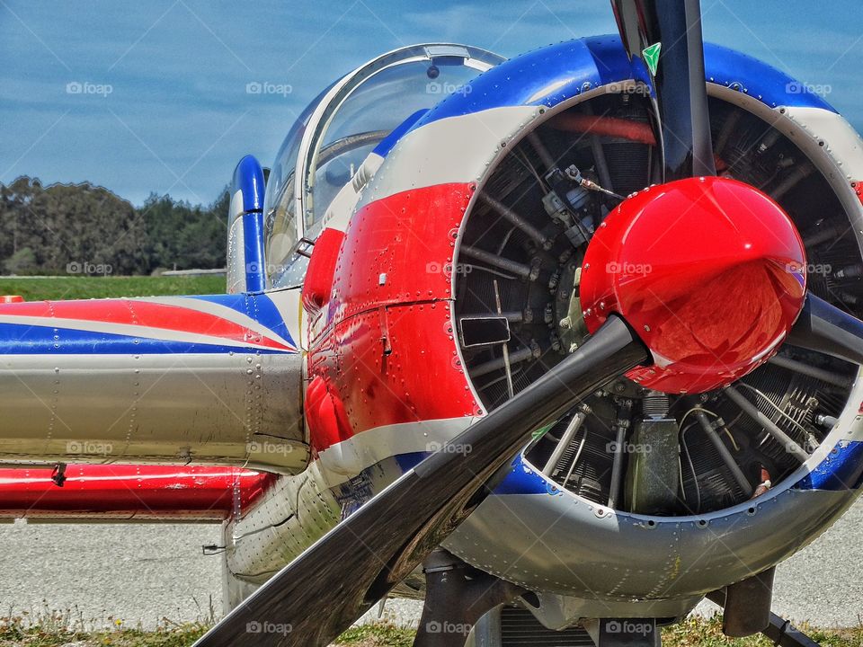 Racing Aircraft . Detail Of Engine From Vintage American Racing Airplane
