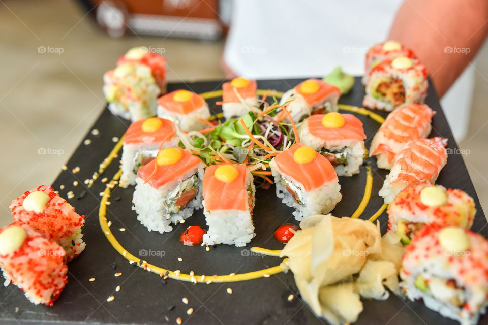 Sushi, Salmon, Rice, Food, Fish