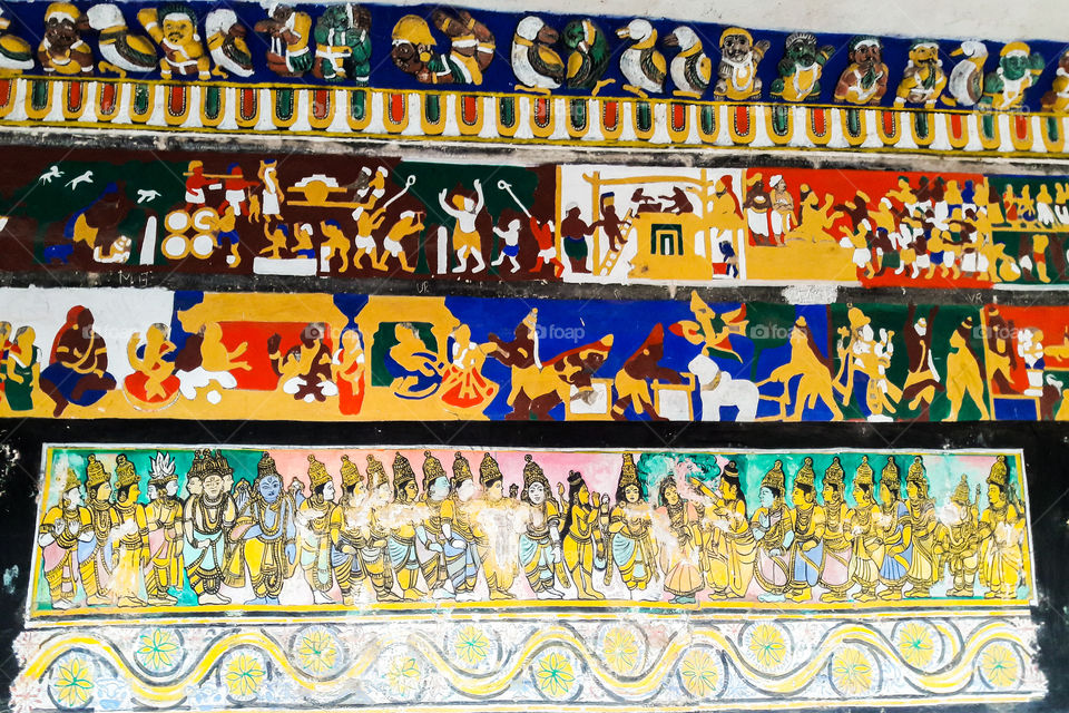 A Wall of uncompleted ancient painting-  A very rare photograph